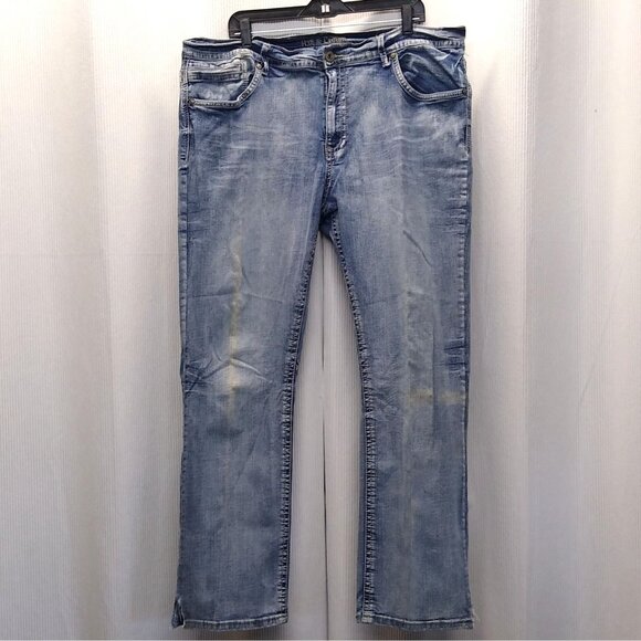 Axe & Crown Slim Straight Jeans Scratchy Seven-Pockets Vintage Wash Tag: W42 L32 - Picture 1 of 15